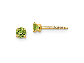 Picture of 14k Yellow Gold Children's 3mm Peridot Simulant Stud Earrings
