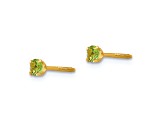 14k Yellow Gold Children's 3mm Peridot Simulant Stud Earrings