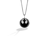 Star Wars™ Fine Jewelry The Rebel White Diamond Accent & Black Onyx Rhodium Over Silver Pendant
