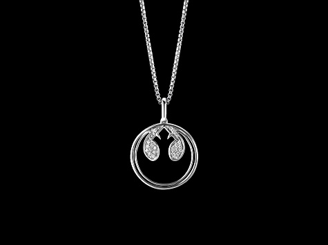 Star Wars™ Fine Jewelry The Rebel White Diamond Accent & Black Onyx Rhodium Over Silver Pendant