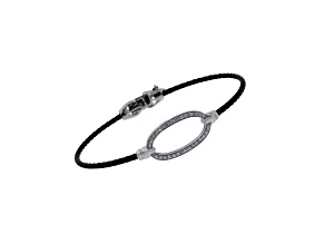 Diamond Stainless Steel and 18K White Gold Cable Bracelet