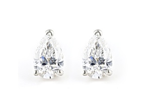 Pear Shape White IGI Certified Lab-Grown Diamond 18k White Gold Stud Earrings 1.00ctw