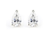 Certified Pear Shape White Lab-Grown Diamond E-F SI 18k White Gold Stud Earrings 1.00ctw
