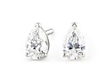 Certified Pear Shape White Lab-Grown Diamond E-F SI 18k White Gold Stud Earrings 1.00ctw