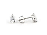 Certified Pear Shape White Lab-Grown Diamond E-F SI 18k White Gold Stud Earrings 1.00ctw