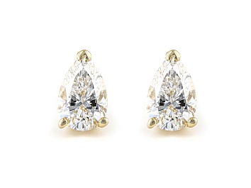 Picture of Pear Shape White IGI Certified Lab-Grown Diamond 18k Yellow Gold Stud Earrings 1.00ctw