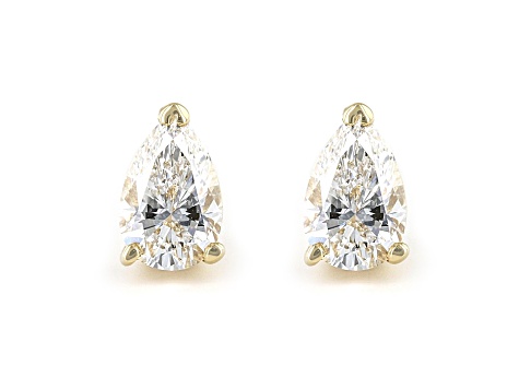 Pear Shape White IGI Certified Lab-Grown Diamond 18k Yellow Gold Stud Earrings 1.00ctw