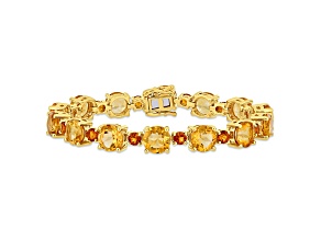 Citrine and Madeira Citrine Yellow Plated Sterling Silver Tennis Bracelet 30.1ctw