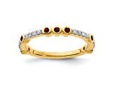 14K Yellow Gold Stackable Expressions Lab Created Ruby and Diamond Ring 0.18ctw