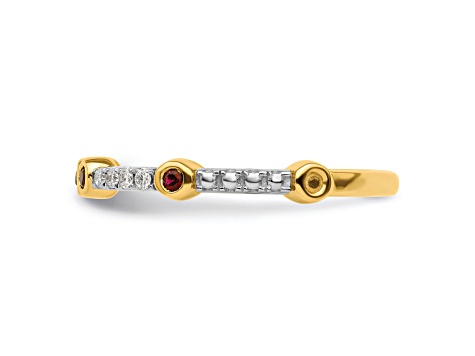 14K Yellow Gold Stackable Expressions Lab Created Ruby and Diamond Ring 0.18ctw