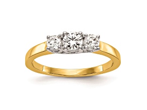 14K Two-tone Gold Lab Grown Diamond SI1/SI2, G H I, 3-Stone Engagement Ring