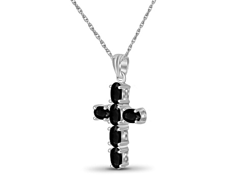 Black Sapphire Rhodium Over Sterling Silver Pendant with Chain 1.68ctw