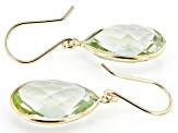Green Prasiolite 14k Yellow Gold Dangle Earrings 13.00ctw