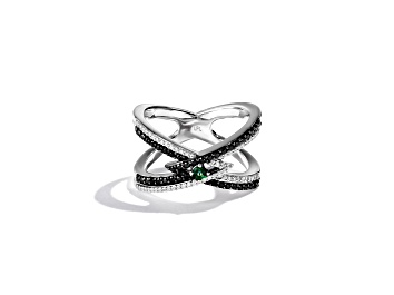 Picture of Star Wars™ Fine Jewelry Light X Dark Chrome Diopside & Diamond Rhodium Over Silver Ring 0.57ctw