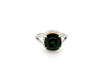 Picture of Green Tourmaline and Diamond 14K Two-Tone Ring 5.85ctw