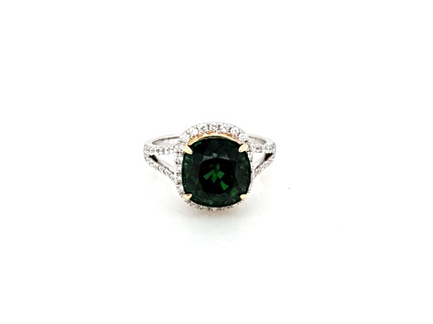 Green Tourmaline and Diamond 14K Two-Tone Ring 5.85ctw