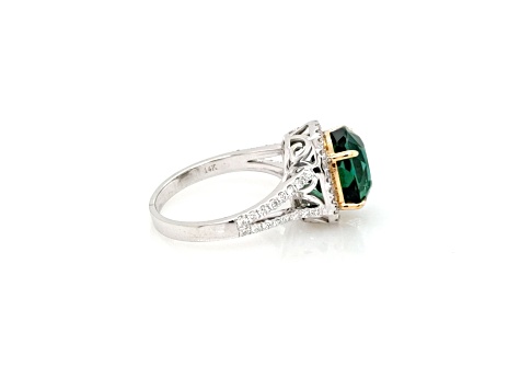 Green Tourmaline and Diamond 14K Two-Tone Ring 5.85ctw