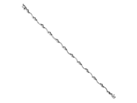Rhodium Over 14k White Gold Diamond Link Bracelet