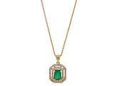 1.79 Ctw Emerald with 0.40 Ctw Diamond Pendant with Chain in 14K YG