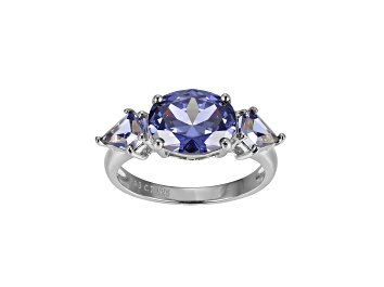 Picture of Blue Cubic Zirconia Platinum Over Silver June Birthstone Ring 4.27ctw