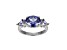 Blue Cubic Zirconia Platinum Over Silver June Birthstone Ring 4.27ctw