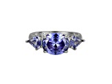 Blue Cubic Zirconia Platinum Over Silver June Birthstone Ring 4.27ctw