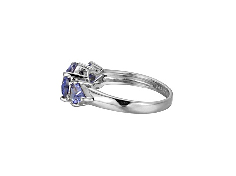 Blue Cubic Zirconia Platinum Over Silver June Birthstone Ring 4.27ctw