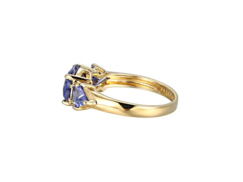 Blue Cubic Zirconia 18k Yellow Gold Over Silver June Birthstone Ring 4.27ctw