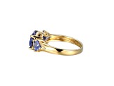 Blue Cubic Zirconia 18k Yellow Gold Over Silver June Birthstone Ring 4.27ctw