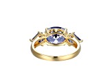 Blue Cubic Zirconia 18k Yellow Gold Over Silver June Birthstone Ring 4.27ctw