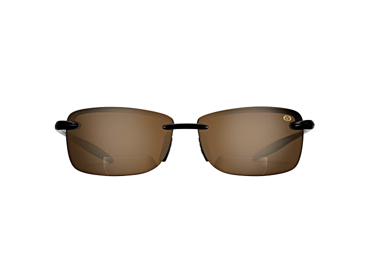 Flying Fisherman Cali Polarized Sunglasses Glossy Black Frame, Amber Lens, Bifocal Reader +2.50