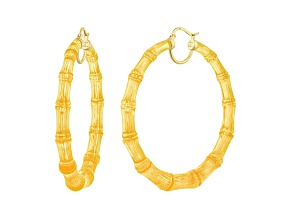 14K Yellow Gold Over Sterling Silver XL Bamboo Lucite Hoops in Honey