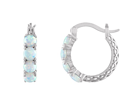 Lab Created Opal Filigree Leverback Sterling Silver Earrings 1.3ctw