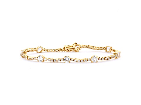 Lab Created White Sapphire 14K Yellow Gold Over Sterling Silver Tennis Bracelet 7.00ctw