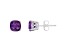 6mm Square Cushion Amethyst Rhodium Over Sterling Silver Stud Earrings