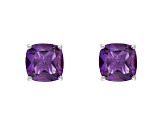 6mm Square Cushion Amethyst Rhodium Over Sterling Silver Stud Earrings