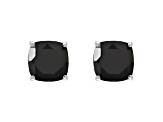 6mm Square Cushion Black Onyx Rhodium Over Sterling Silver Stud Earrings