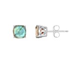 6mm Square Cushion Labradorite Rhodium Over Sterling Silver Stud Earrings