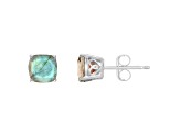 6mm Square Cushion Labradorite Rhodium Over Sterling Silver Stud Earrings