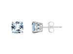 6mm Square Cushion Sky Blue Topaz Rhodium Over Sterling Silver Stud Earrings