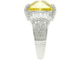 Judith Ripka 15.55ct Canary and 2.83ctw White Bella Luce Rhodium Over Sterling Silver Ring