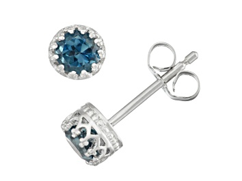 Picture of Round London Blue Topaz Sterling Silver Children's Stud Earrings 0.50ctw