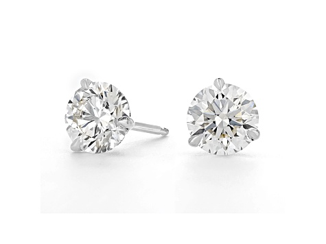 Certified White Lab-Grown Diamond G VS1 18k White Gold 3 Prong Martini Stud Earrings 6.00ctw