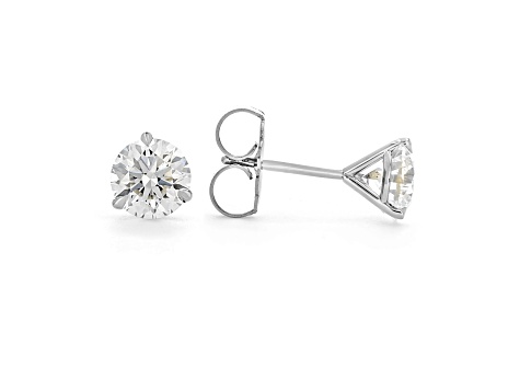 Certified White Lab-Grown Diamond G VS1 18k White Gold 3 Prong Martini Stud Earrings 6.00ctw