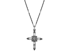 1928 Jewelry Silver Tone Crystal Cross Pendant Necklace