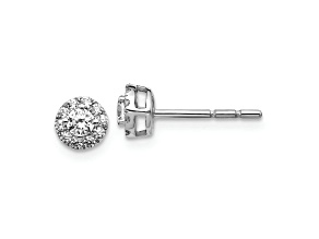 Rhodium Over 10k White Gold 6mm 0.32ctw Diamond Cluster Stud Earrings
