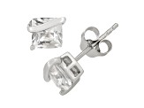 Square Lab Created White Sapphire Sterling Silver Stud Earrings 2.50ctw