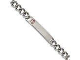 Stainless Steel Polished with Red Enamel 8-inch Medical ID Bracelet