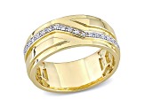 Diamond Yellow Plated Sterling Silver Unisex Zigzag Ring 0.09ctw