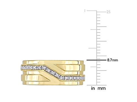 Diamond Yellow Plated Sterling Silver Unisex Zigzag Ring 0.09ctw